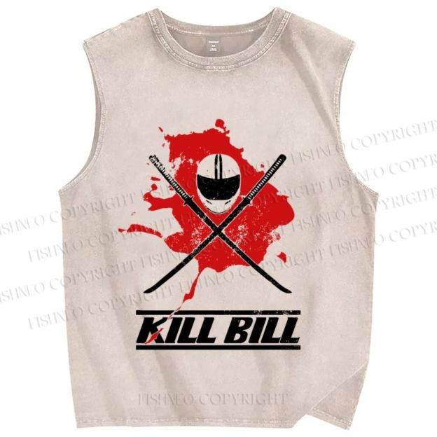 Unisex Kill Bill Printed Washed Tank Top