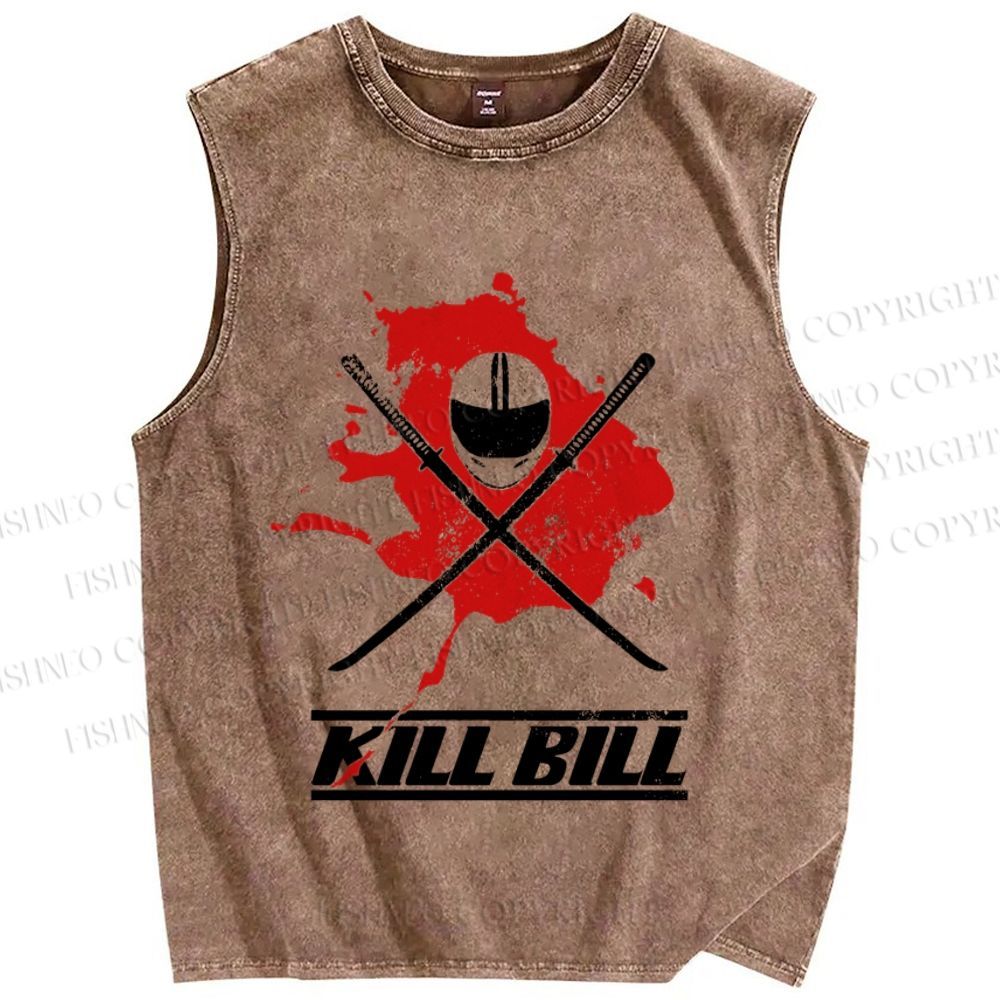 Unisex Kill Bill Printed Washed Tank Top