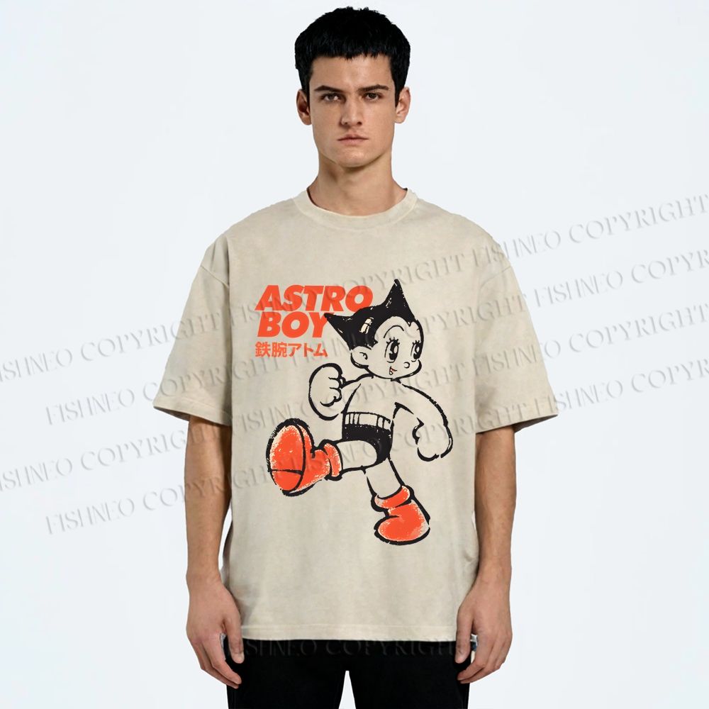 Unisex Vintage Astro Boy Printed Washed Tee