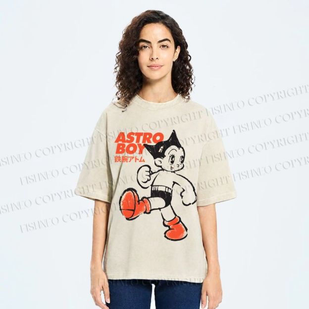 Unisex Vintage Astro Boy Printed Washed Tee