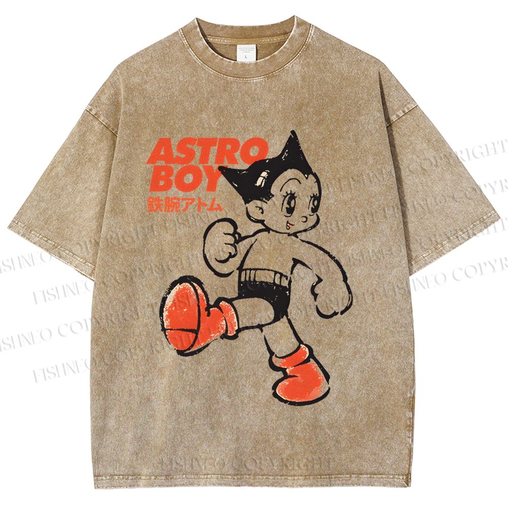 Unisex Vintage Astro Boy Printed Washed Tee