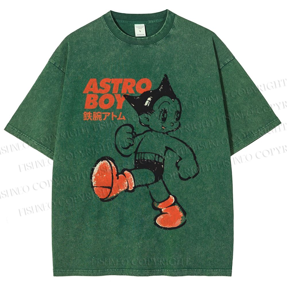 Unisex Vintage Astro Boy Printed Washed Tee