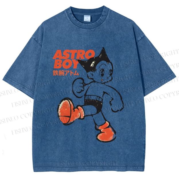 Unisex Vintage Astro Boy Printed Washed Tee