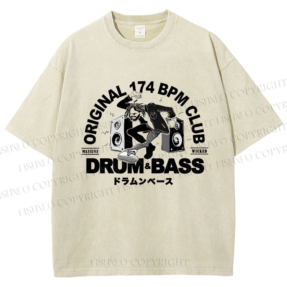 Unisex Drum And Bass Printed Washed Tee