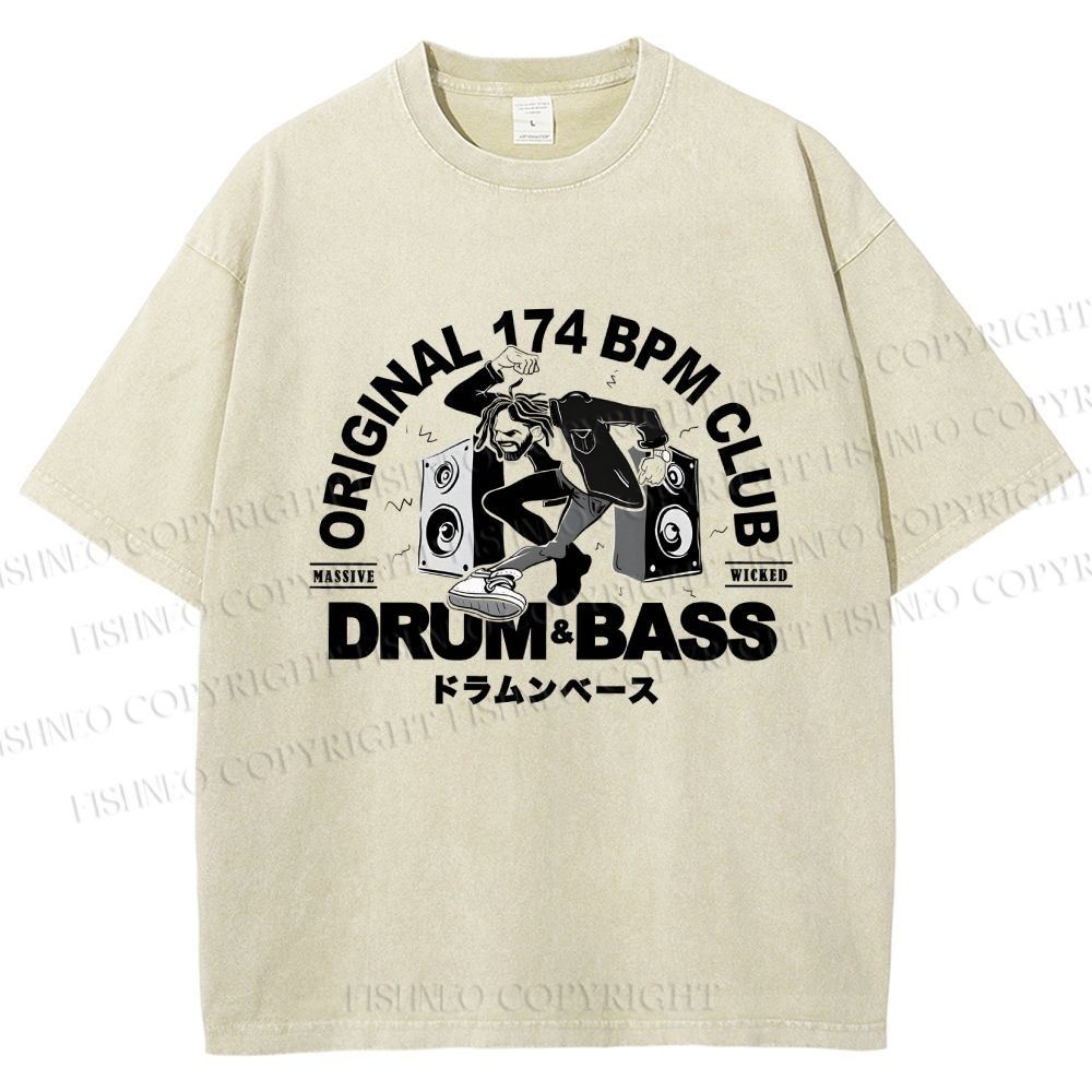 Unisex Drum And Bass Printed Washed Tee