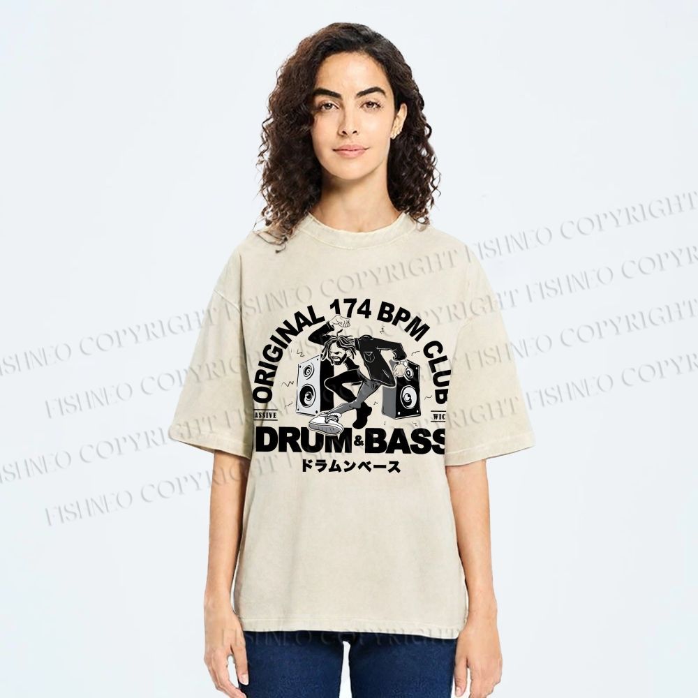 Unisex Drum And Bass Printed Washed Tee