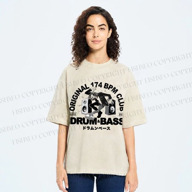 Unisex Drum And Bass Printed Washed Tee