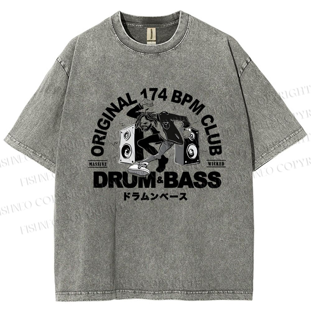 Unisex Drum And Bass Printed Washed Tee