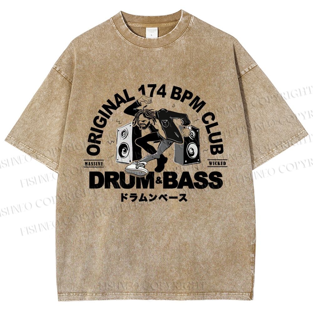 Unisex Drum And Bass Printed Washed Tee