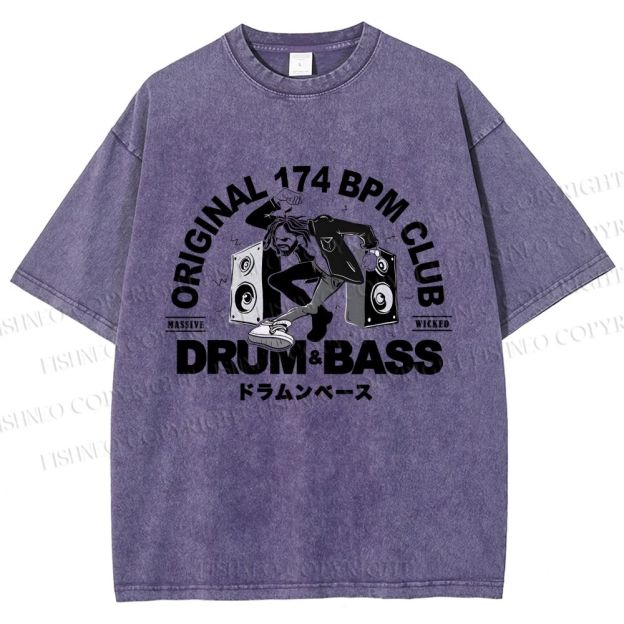 Unisex Drum And Bass Printed Washed Tee