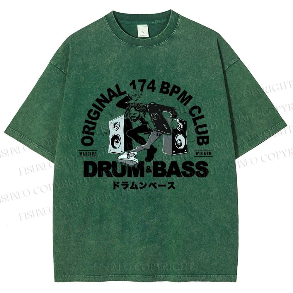 Unisex Drum And Bass Printed Washed Tee