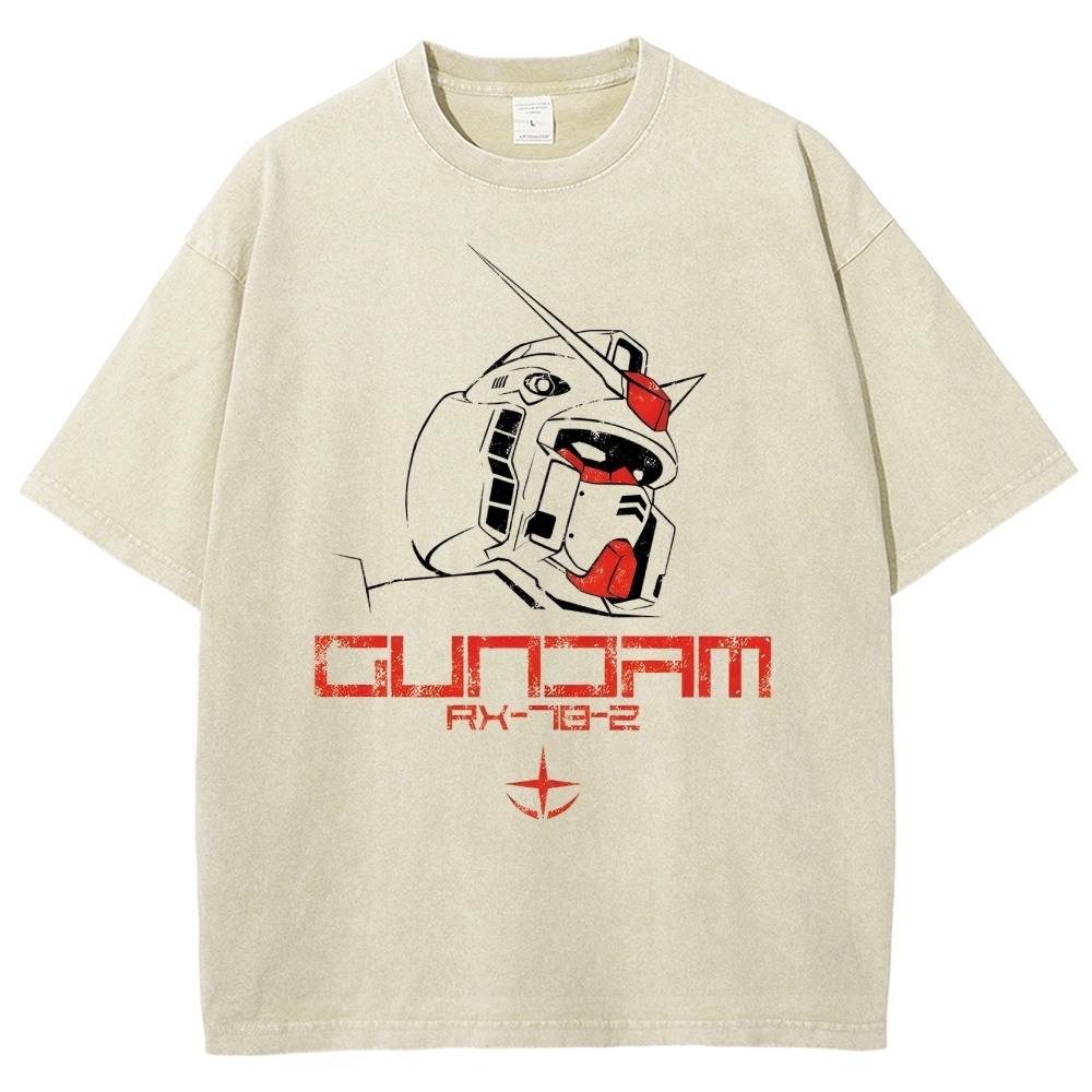 Unisex Gundam Printed Washed Tee