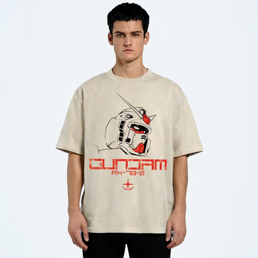 Unisex Gundam Printed Washed Tee