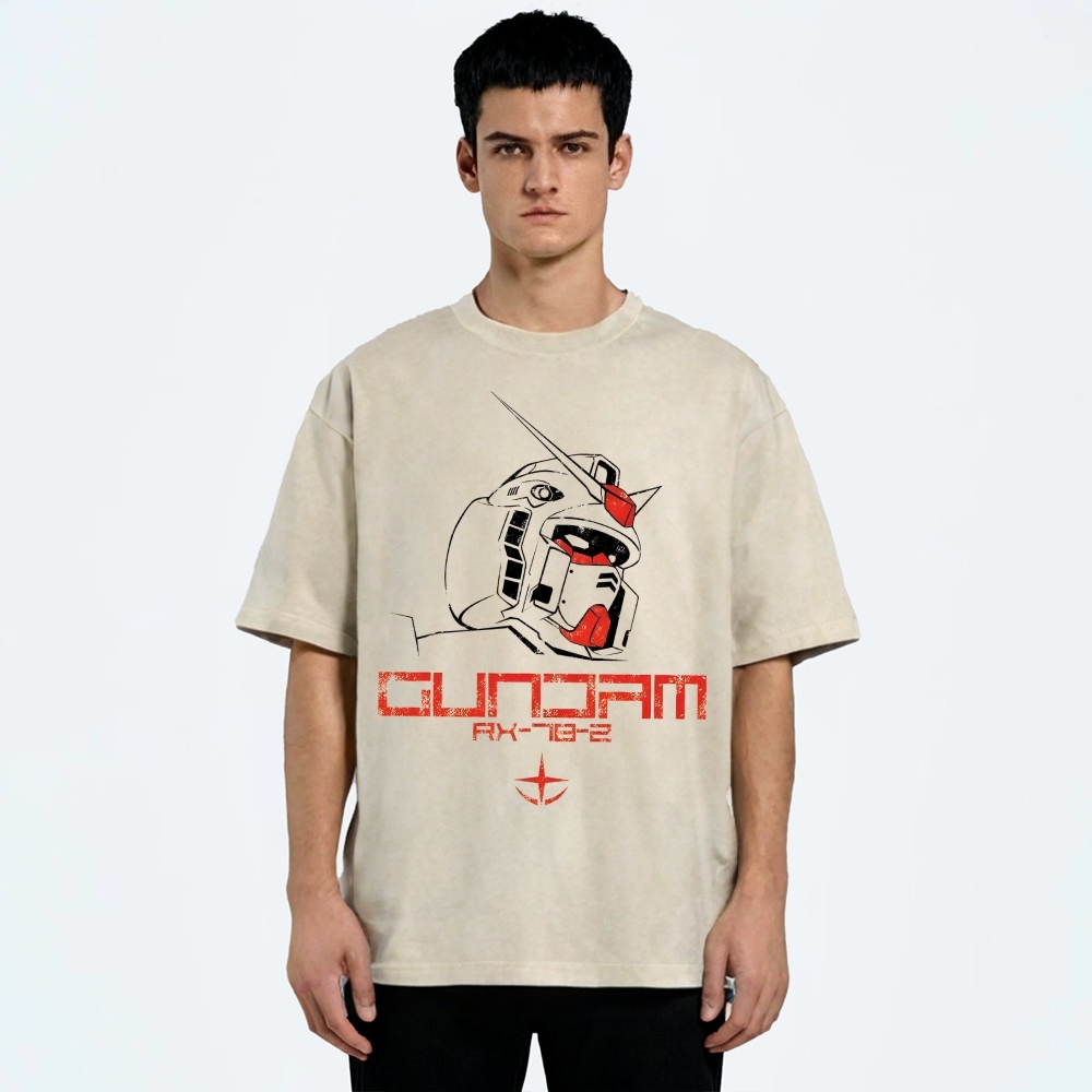 Unisex Gundam Printed Washed Tee