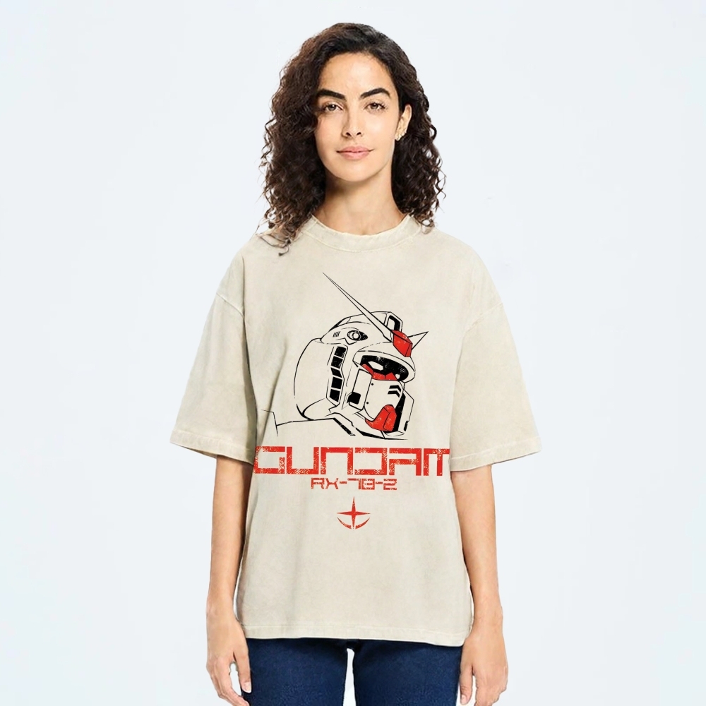 Unisex Gundam Printed Washed Tee