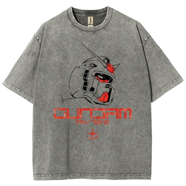 Unisex Gundam Printed Washed Tee