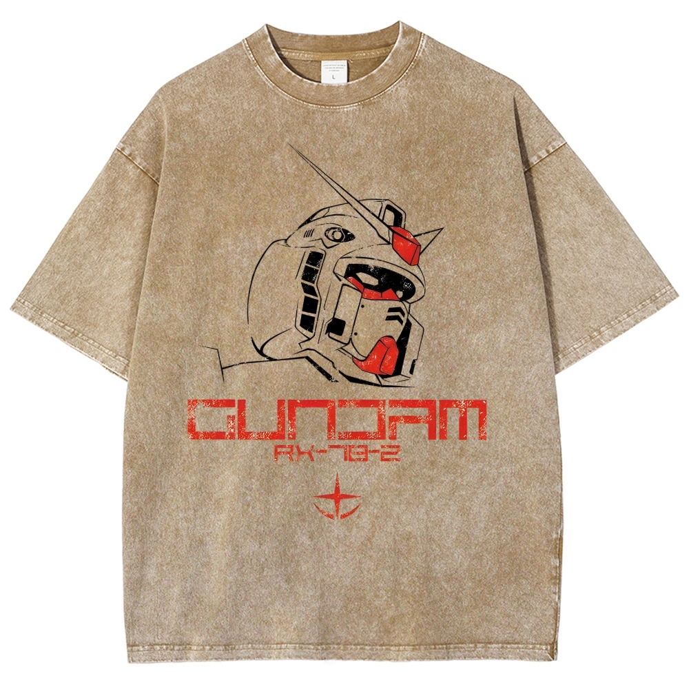 Unisex Gundam Printed Washed Tee