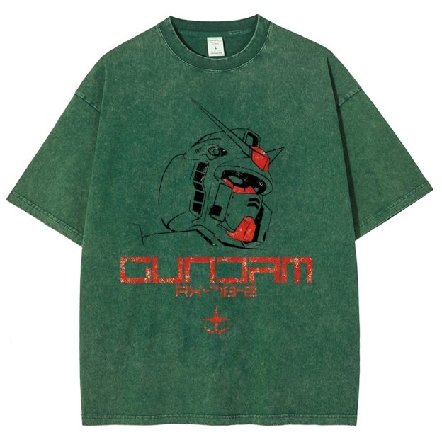 Unisex Gundam Printed Washed Tee