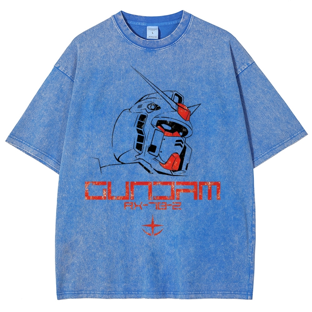 Unisex Gundam Printed Washed Tee