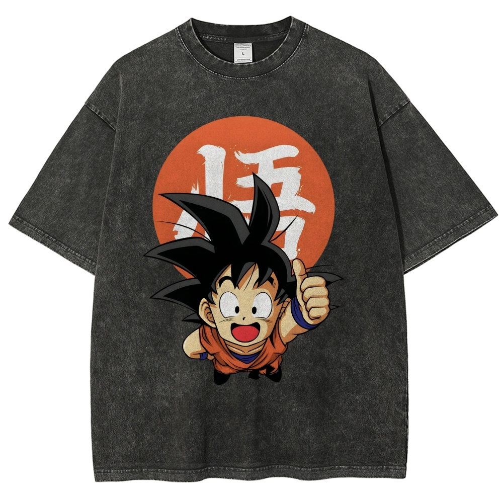 Unisex Goku Printed Washed Tee