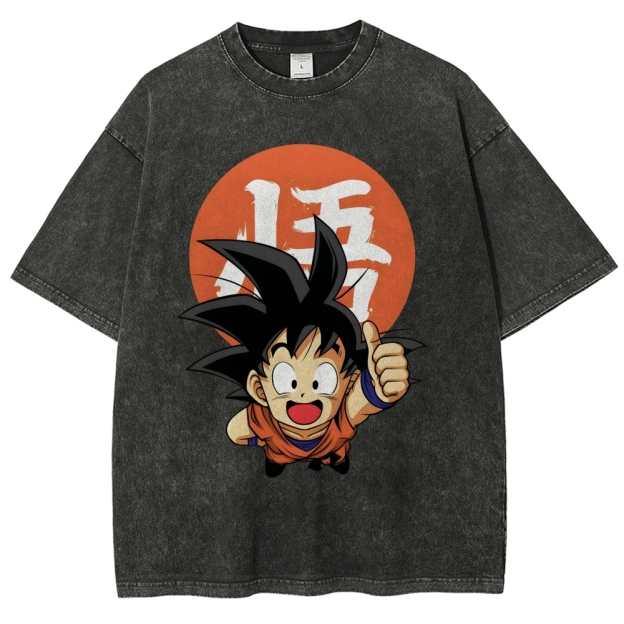 Unisex Goku Printed Washed Tee