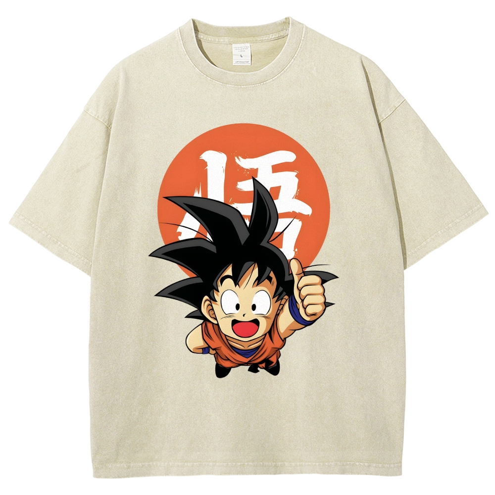 Unisex Goku Printed Washed Tee