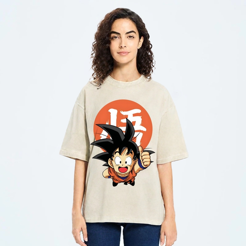 Unisex Goku Printed Washed Tee