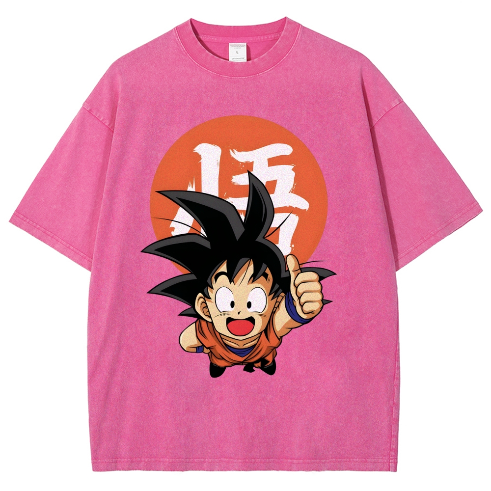 Unisex Goku Printed Washed Tee