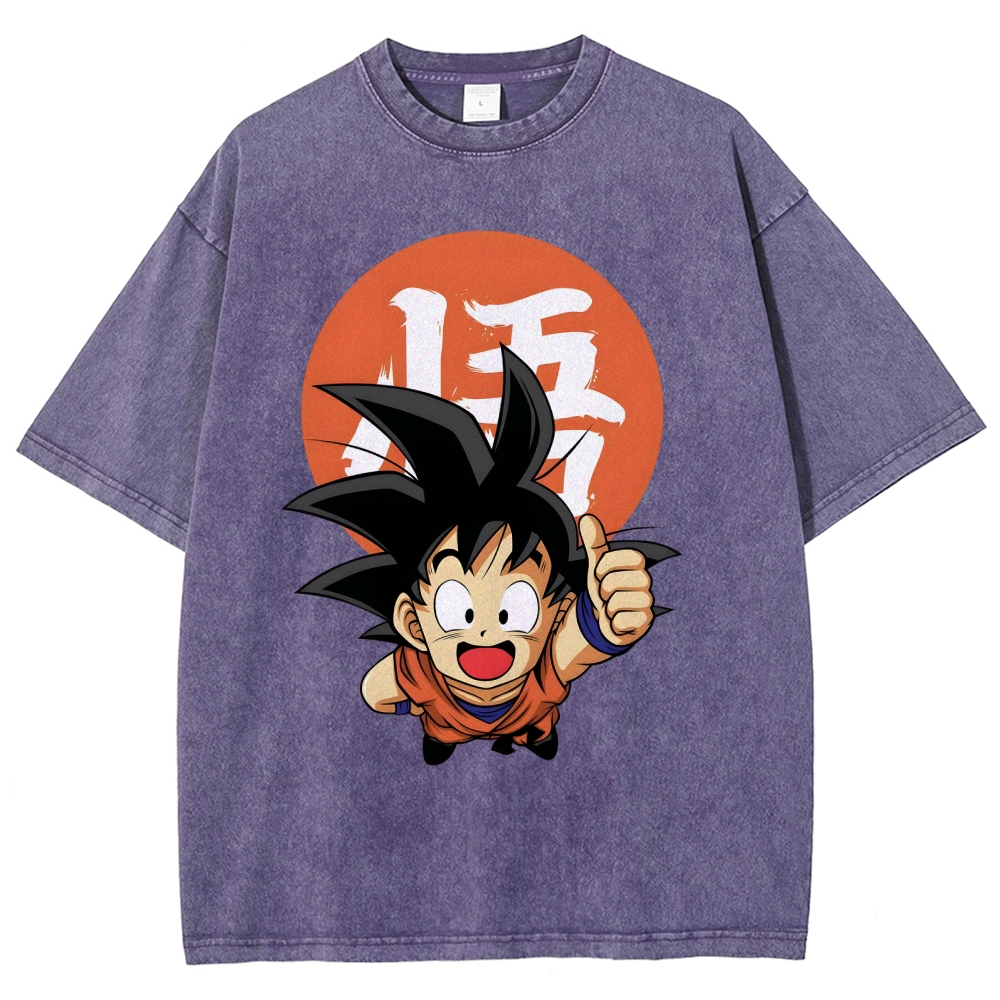 Unisex Goku Printed Washed Tee