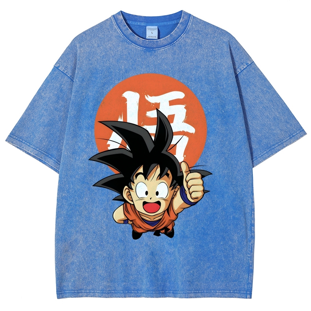 Unisex Goku Printed Washed Tee