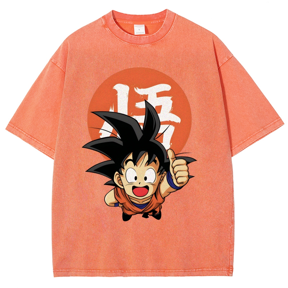Unisex Goku Printed Washed Tee