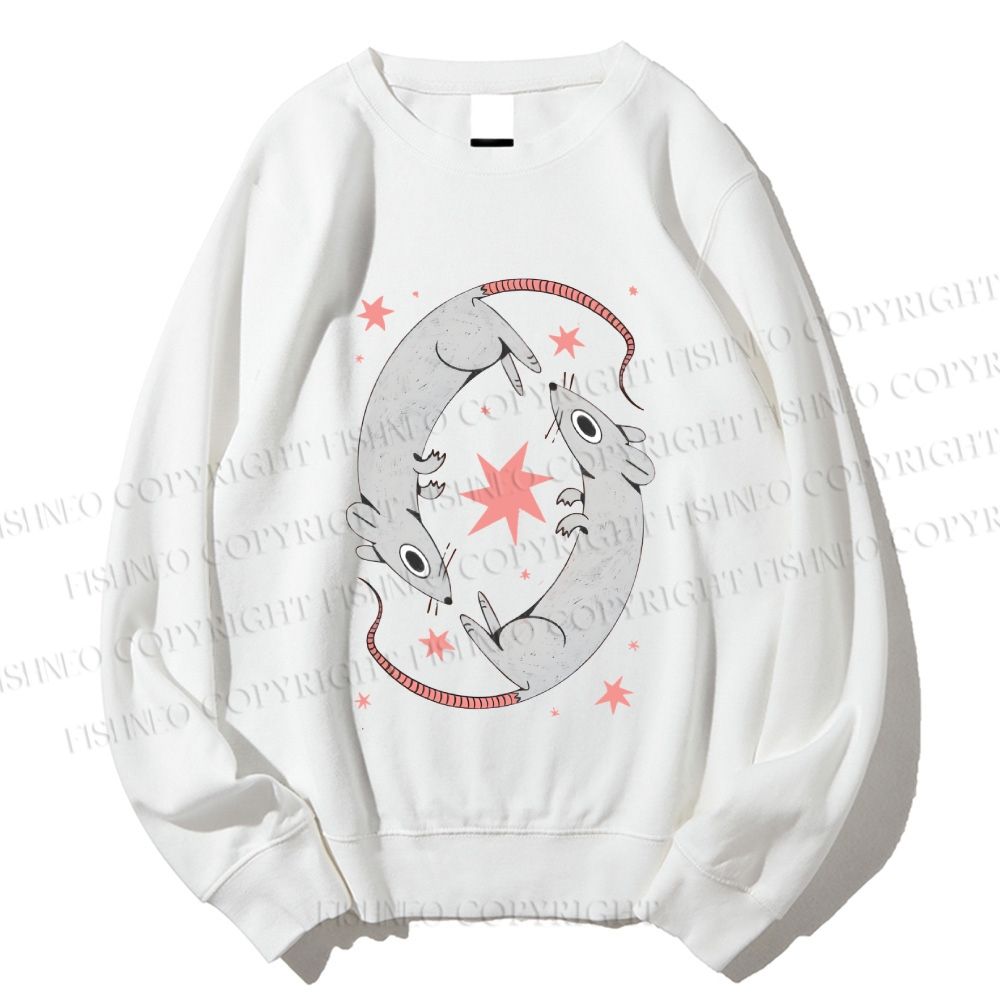 Unisex Rats With Star Printed Sweatshirt