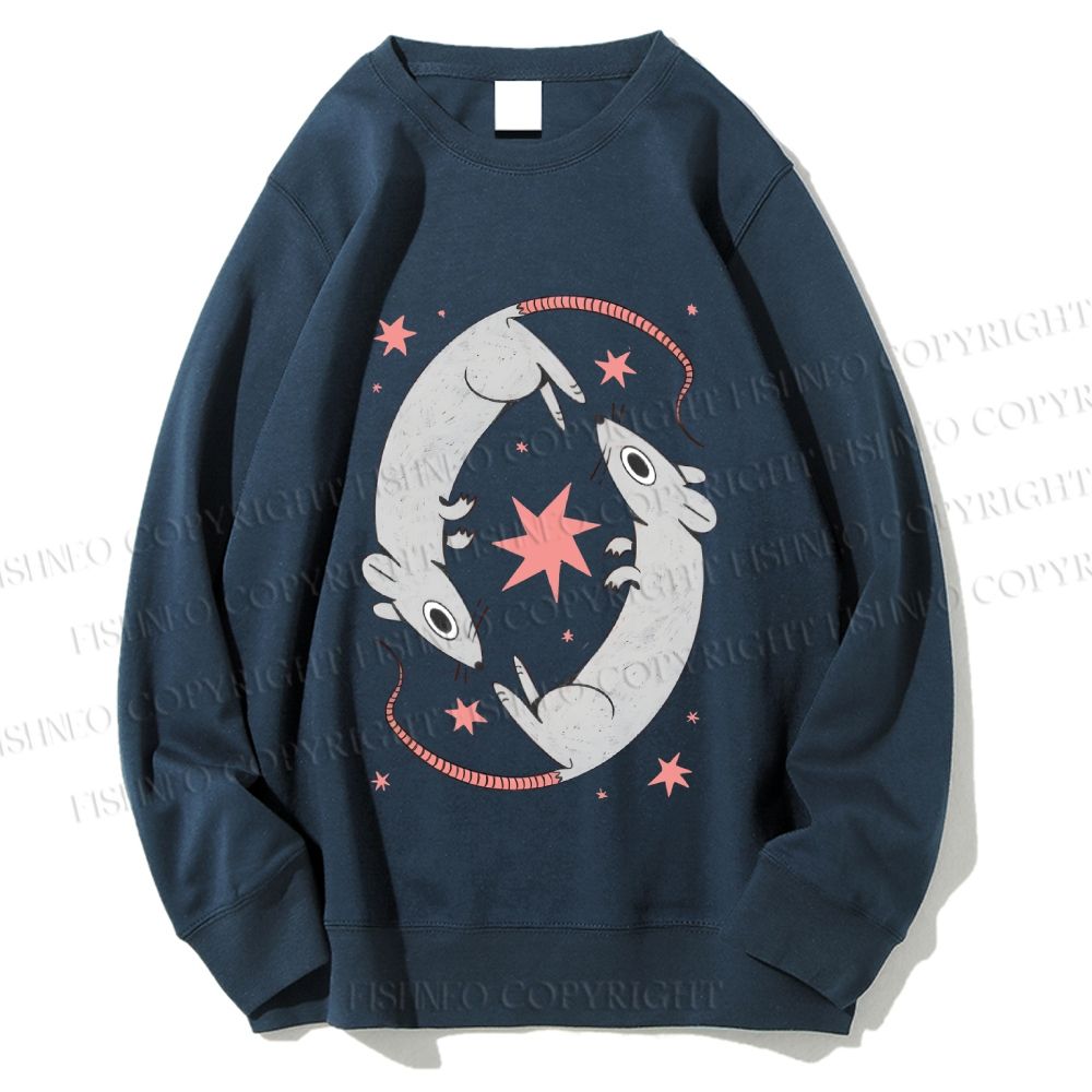 Unisex Rats With Star Printed Sweatshirt