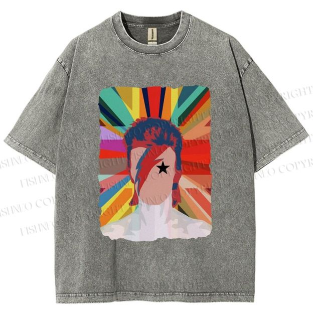 Unisex David Bowie Rainbow Printed Washed Tee