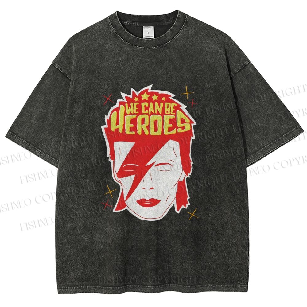Unisex David Bowie We Can Be Heroes Printed Washed Tee