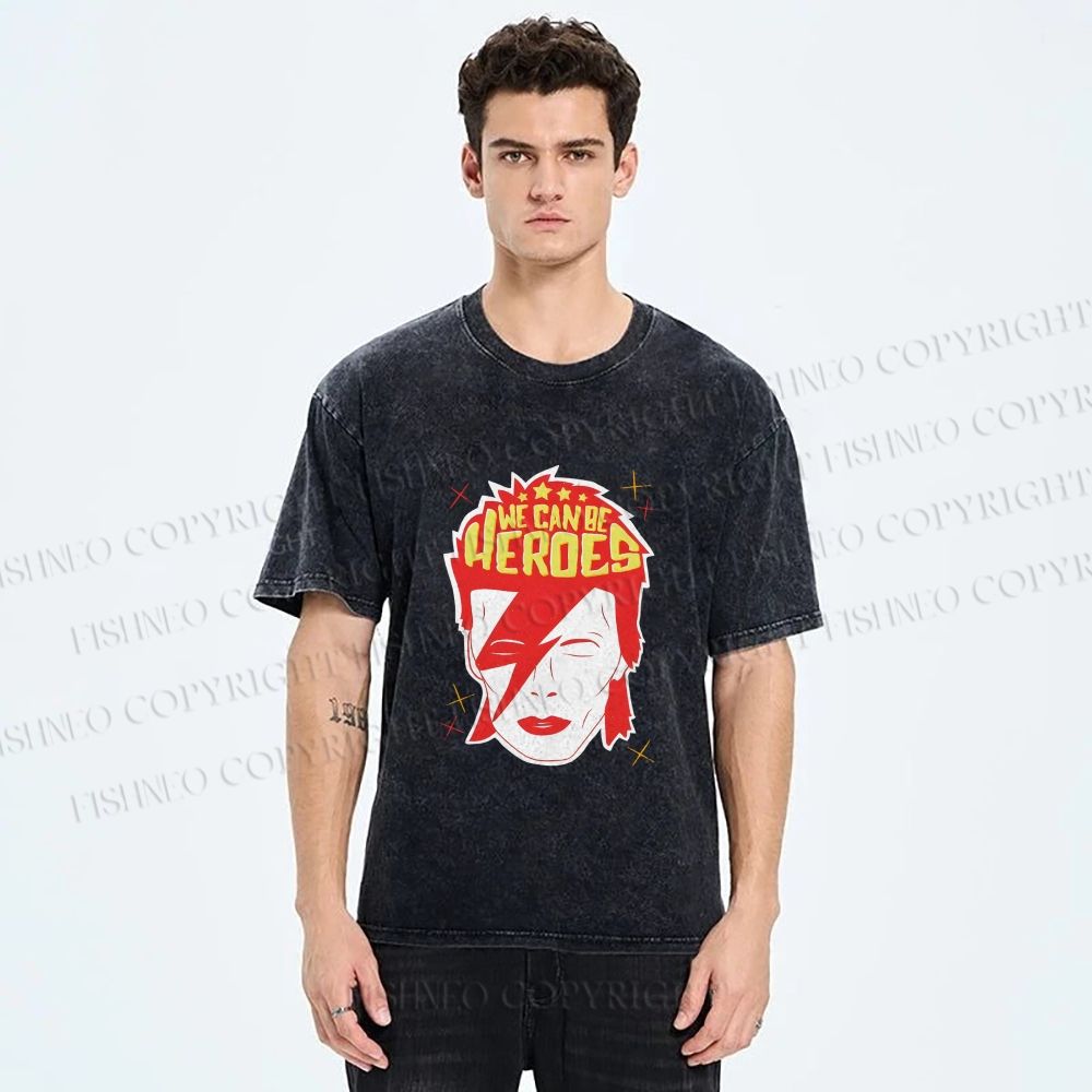Unisex David Bowie We Can Be Heroes Printed Washed Tee