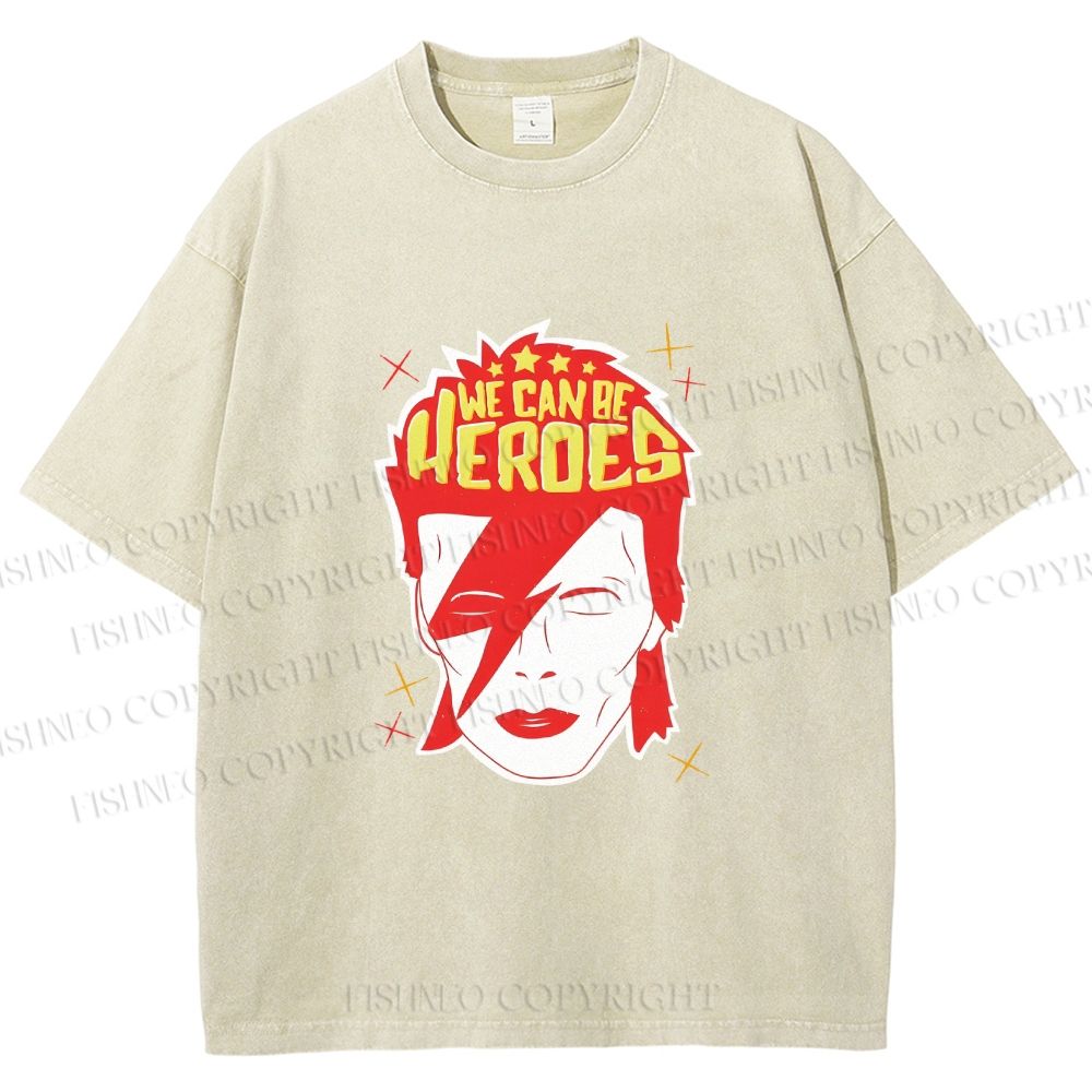 Unisex David Bowie We Can Be Heroes Printed Washed Tee