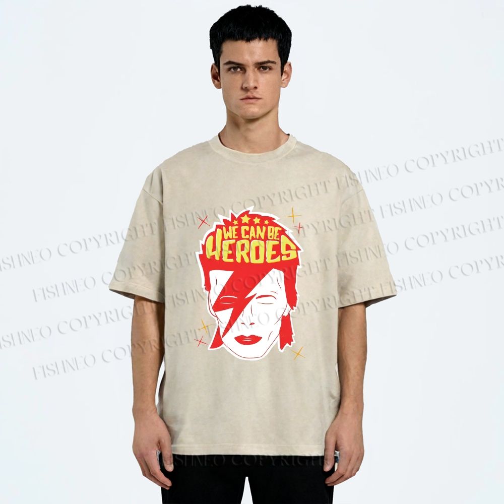 Unisex David Bowie We Can Be Heroes Printed Washed Tee