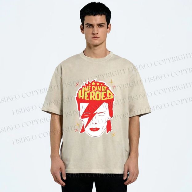 Unisex David Bowie We Can Be Heroes Printed Washed Tee
