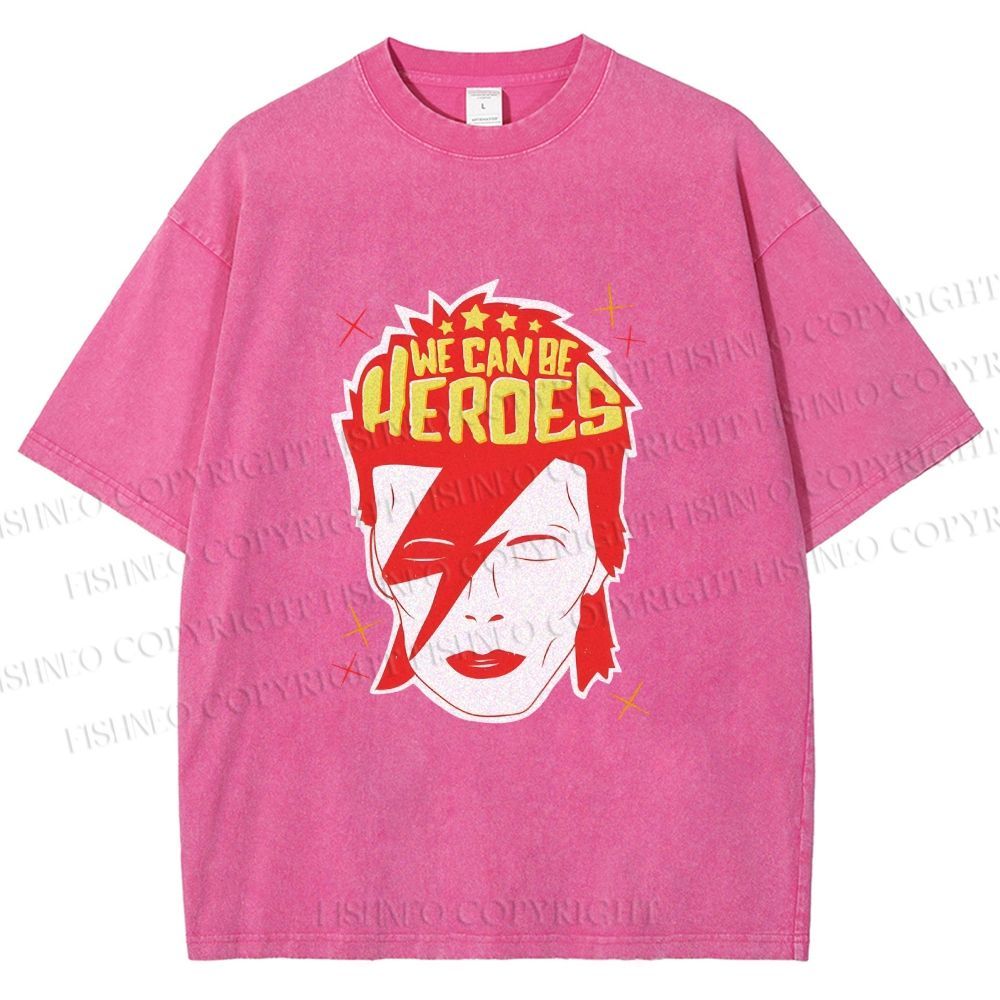Unisex David Bowie We Can Be Heroes Printed Washed Tee
