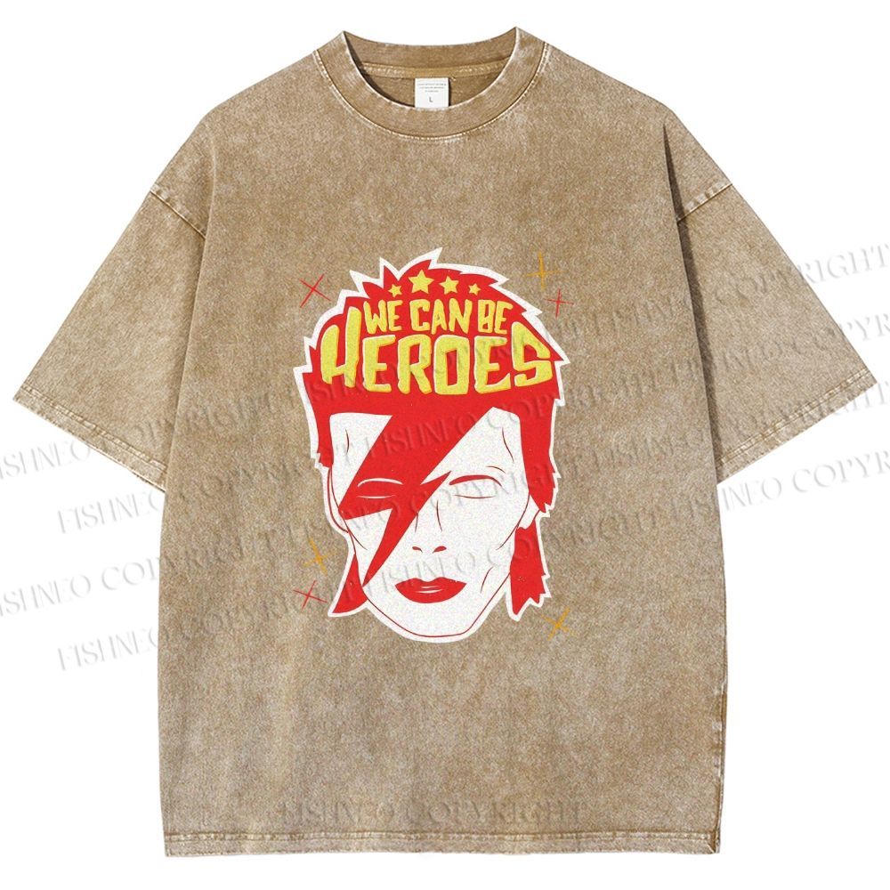 Unisex David Bowie We Can Be Heroes Printed Washed Tee