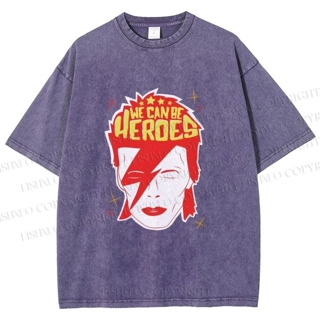 Unisex David Bowie We Can Be Heroes Printed Washed Tee