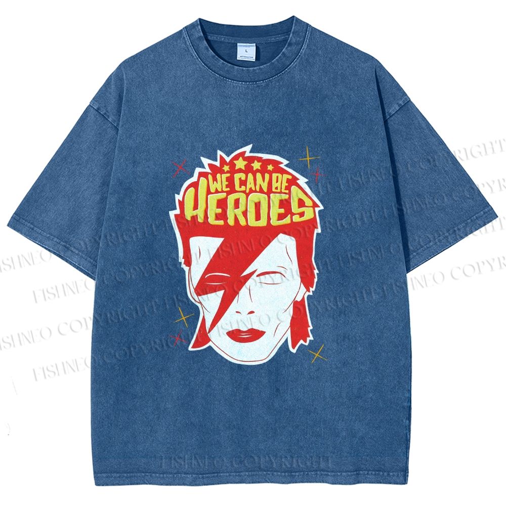 Unisex David Bowie We Can Be Heroes Printed Washed Tee