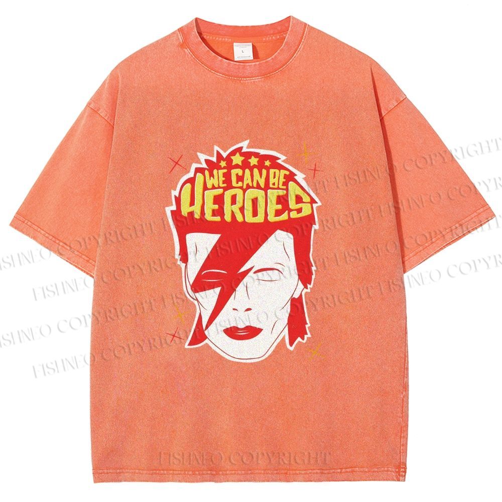 Unisex David Bowie We Can Be Heroes Printed Washed Tee