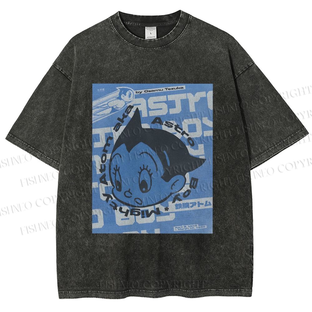 Unisex Astro Boy Poster Printed Washed Tee