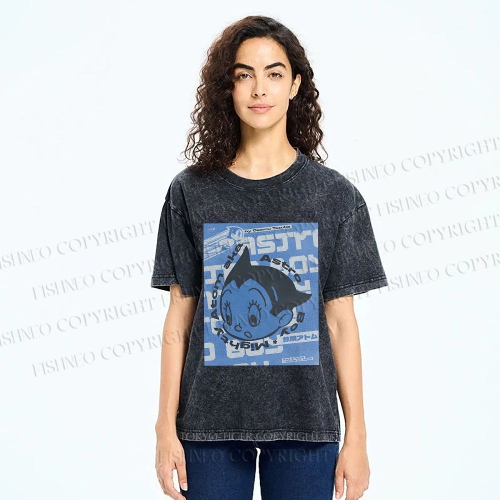 Unisex Astro Boy Poster Printed Washed Tee