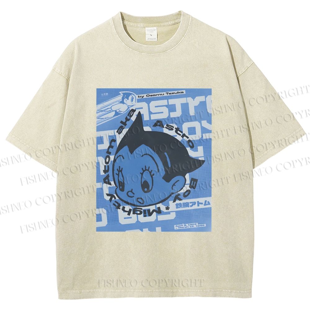 Unisex Astro Boy Poster Printed Washed Tee