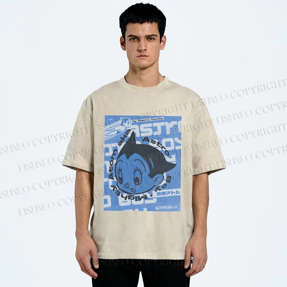 Unisex Astro Boy Poster Printed Washed Tee
