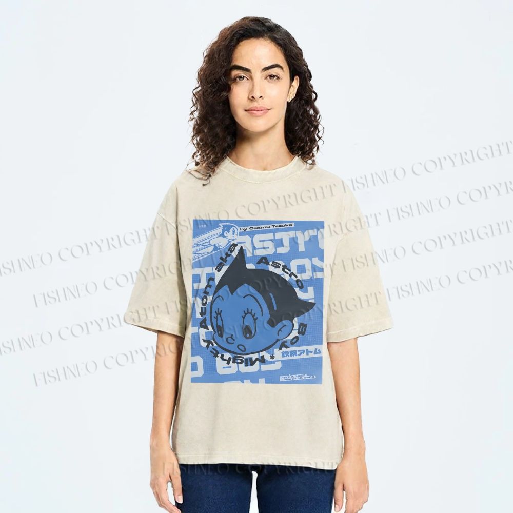 Unisex Astro Boy Poster Printed Washed Tee