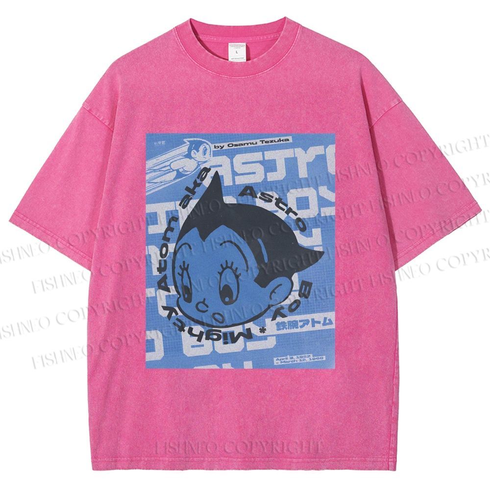Unisex Astro Boy Poster Printed Washed Tee